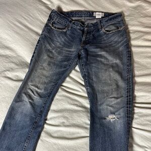 Men's Bootcut Distressed Blue Jeans